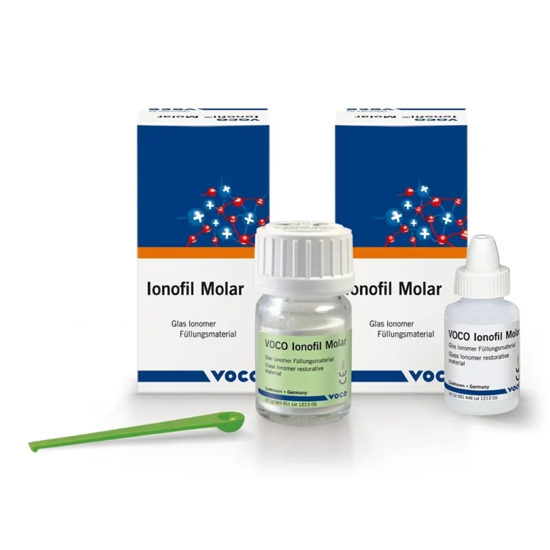 IONOMERO DE VIDRIO P/Base cavitaria IONOFIL MOLAR - POLVO X 7.5 Gr/LIQUIDO X 5Ml A2